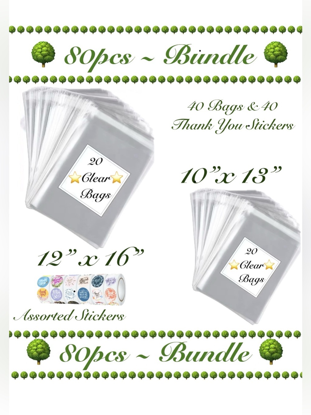 80pcs  Shipping Bundle ~New~ 
 10” x13” & 12” x 16” Bags & Stickers ~New~